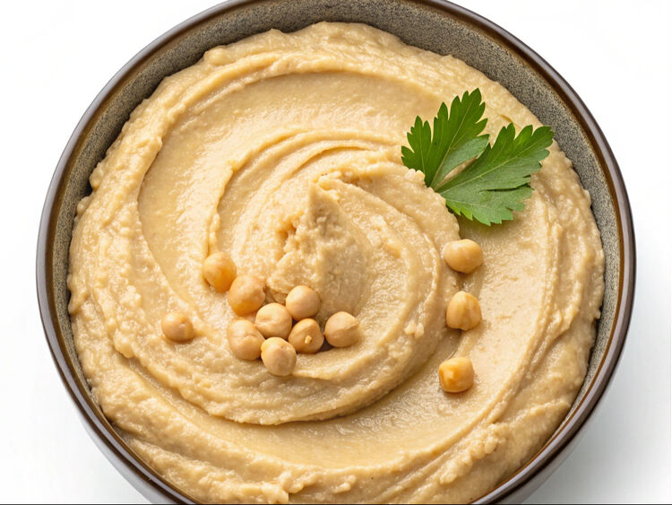 Hummus and pita prepared for sharing